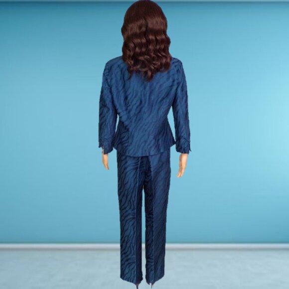 SILK! DEBRA DEROO blue 2-piece pant suit unknown small to medium size 100% silk - Picture 5 of 16
